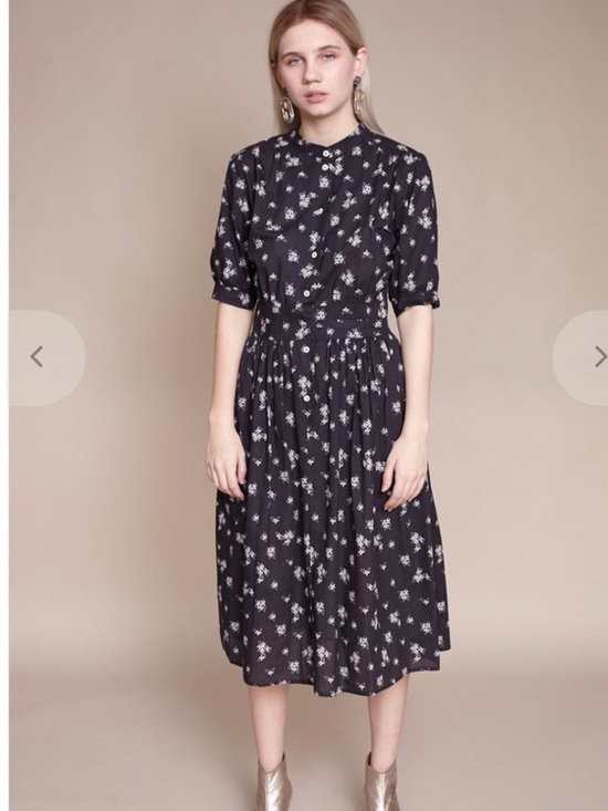 Warm NYC Dresses & Skirts - Warm NYC Montessori Dress Black Floral  sz 2(6-8US) Cotton Button Front Midi EUC